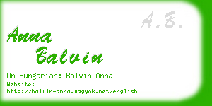 anna balvin business card